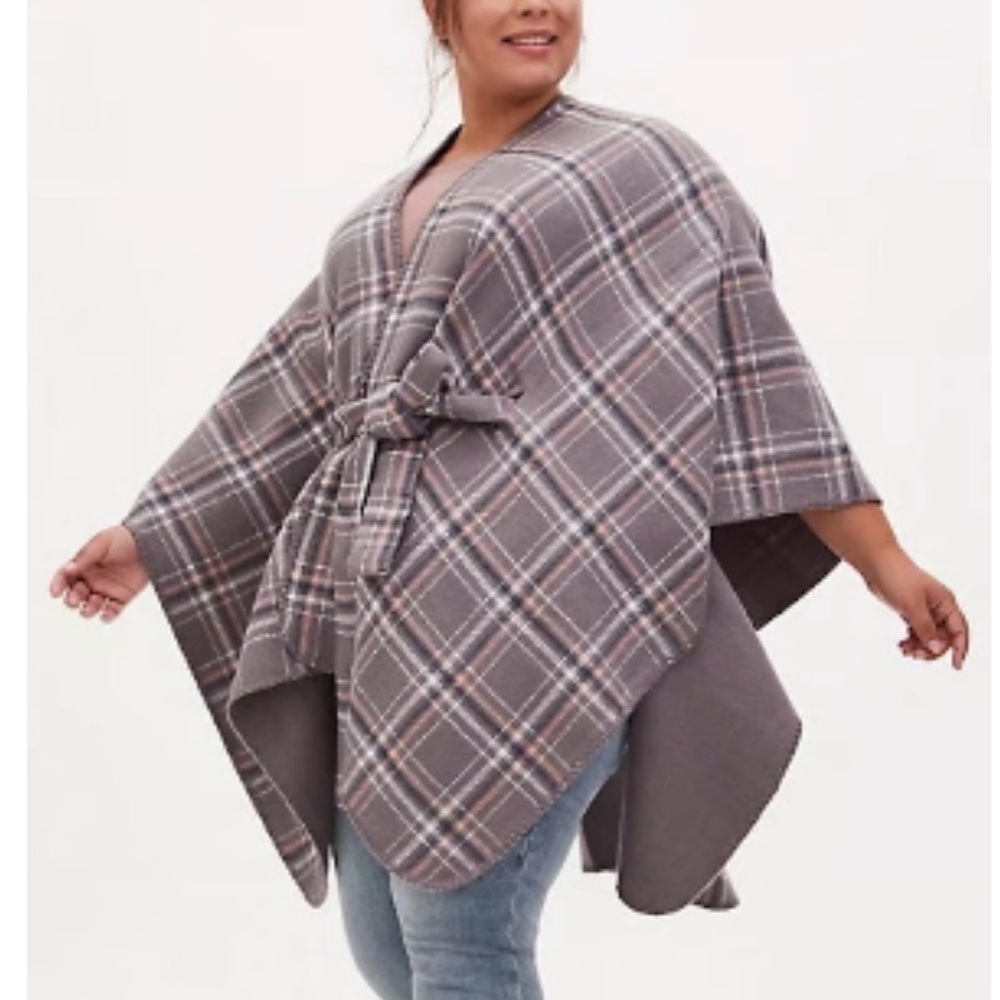 Torrid Gray Plaid Women's Ruana